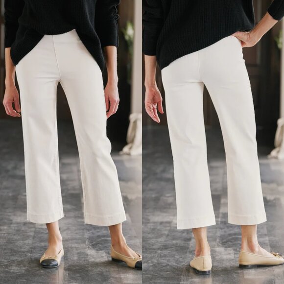 Frank & Eileen White Westport Illusion Wide Leg Pull On Jean - Picture 1 of 12